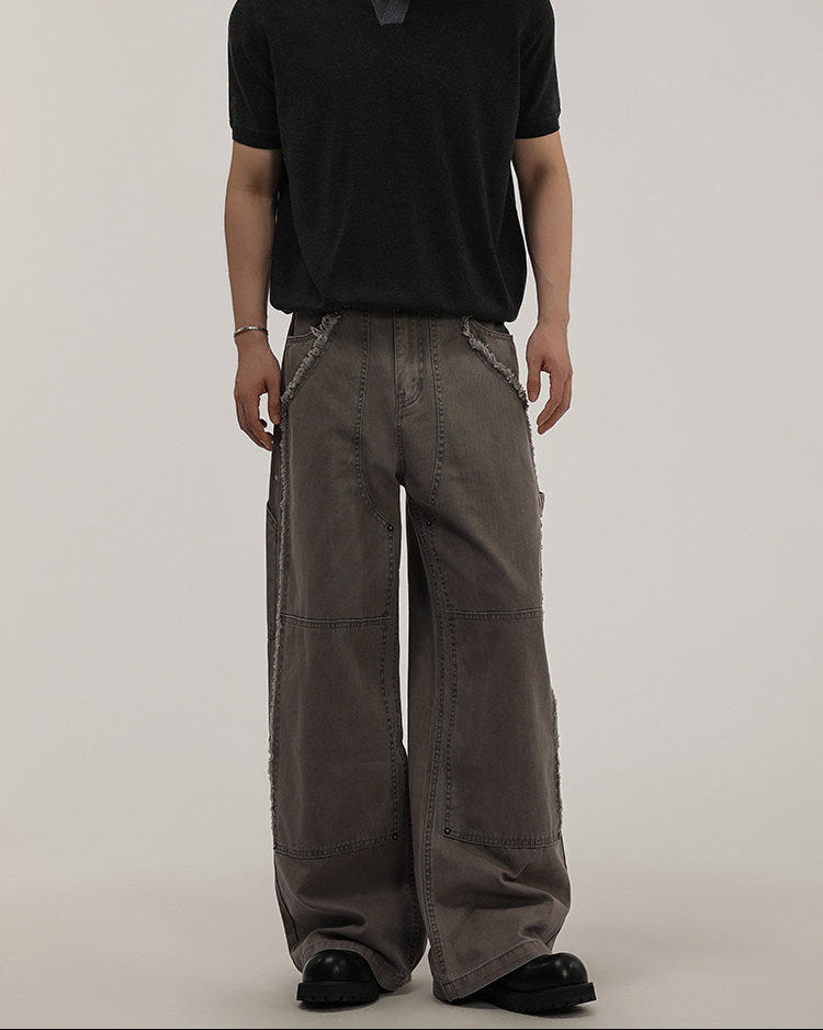 Panelled Wide-Leg Denim Jeans