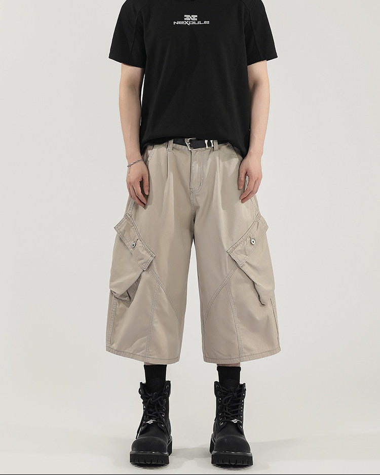 Solid Modern Cropped Wide Trousers