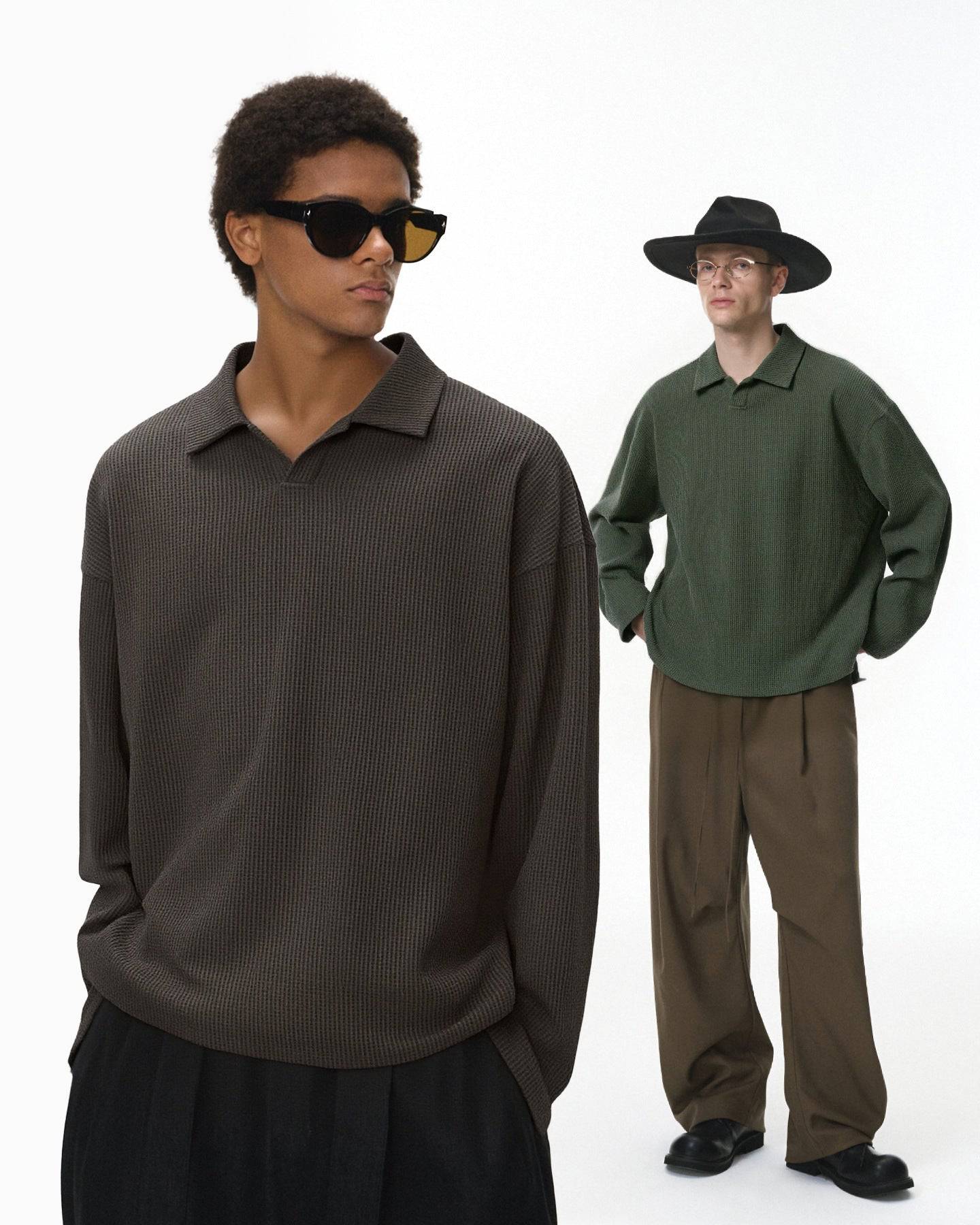 The Harbor Waffle Collar Long Sleeve