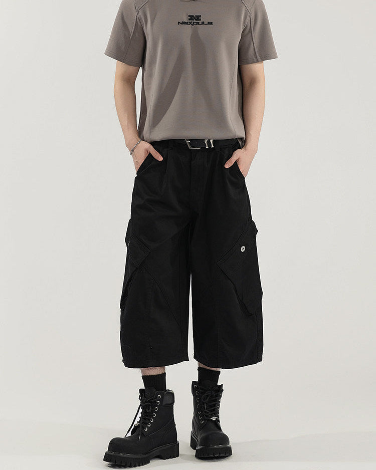 Solid Modern Cropped Wide Trousers