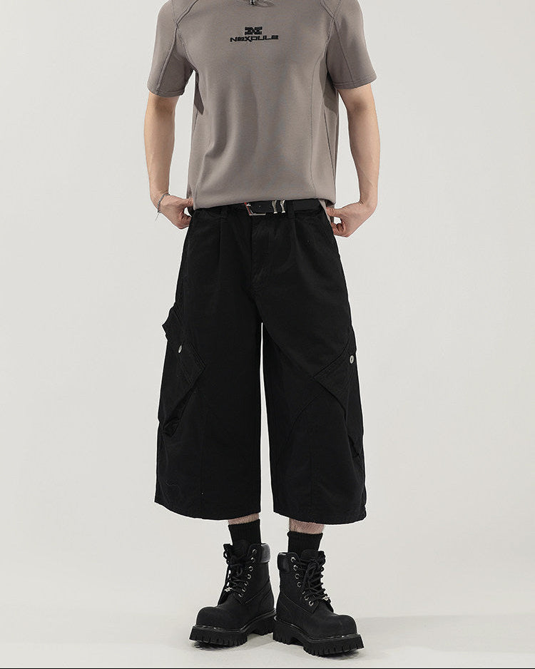 Solid Modern Cropped Wide Trousers