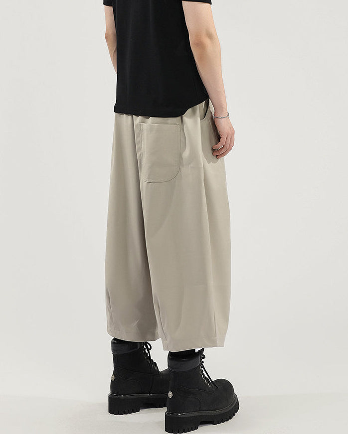 Solid Technical Wide Leg Trousers
