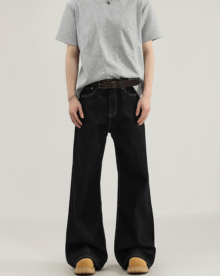 Minimal Wide-Leg Black Loose Jeans