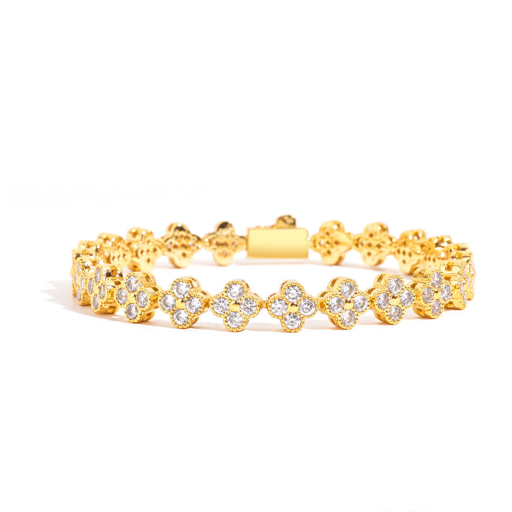 Floral Iced Tennis Bracelet