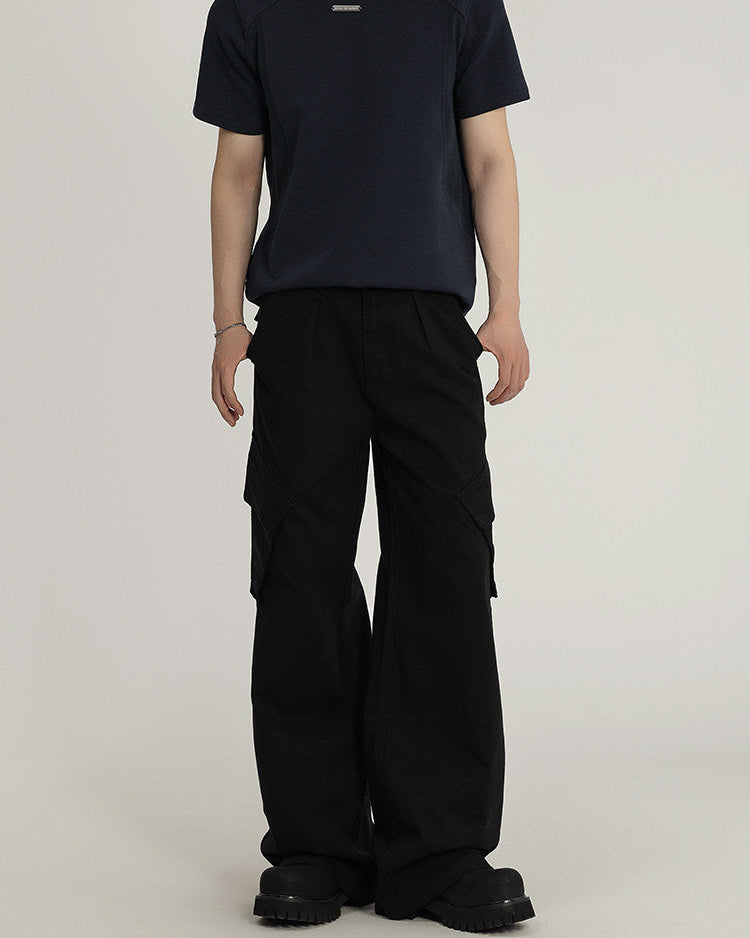 Structured Large-Pocket Cargo Jeans