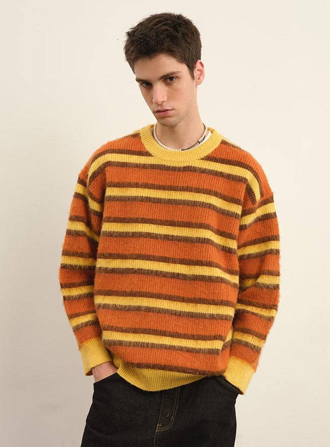 The Retro Colored Striped Campus Style Sweater