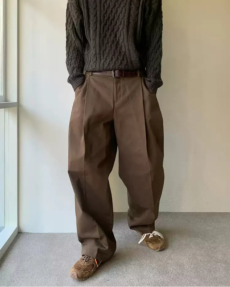 Wide Pleated Tailored Trousers