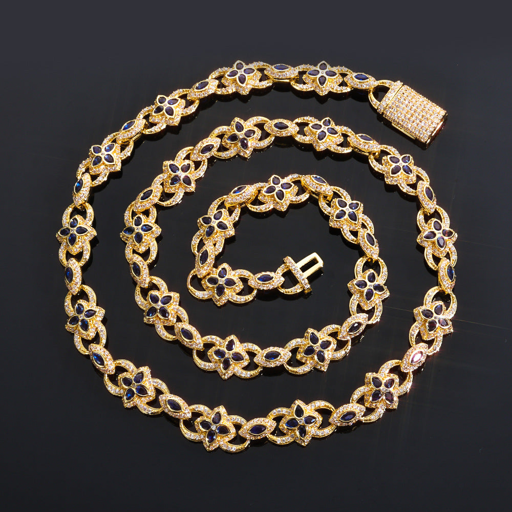 Imperial Sapphire Flower Link Necklace