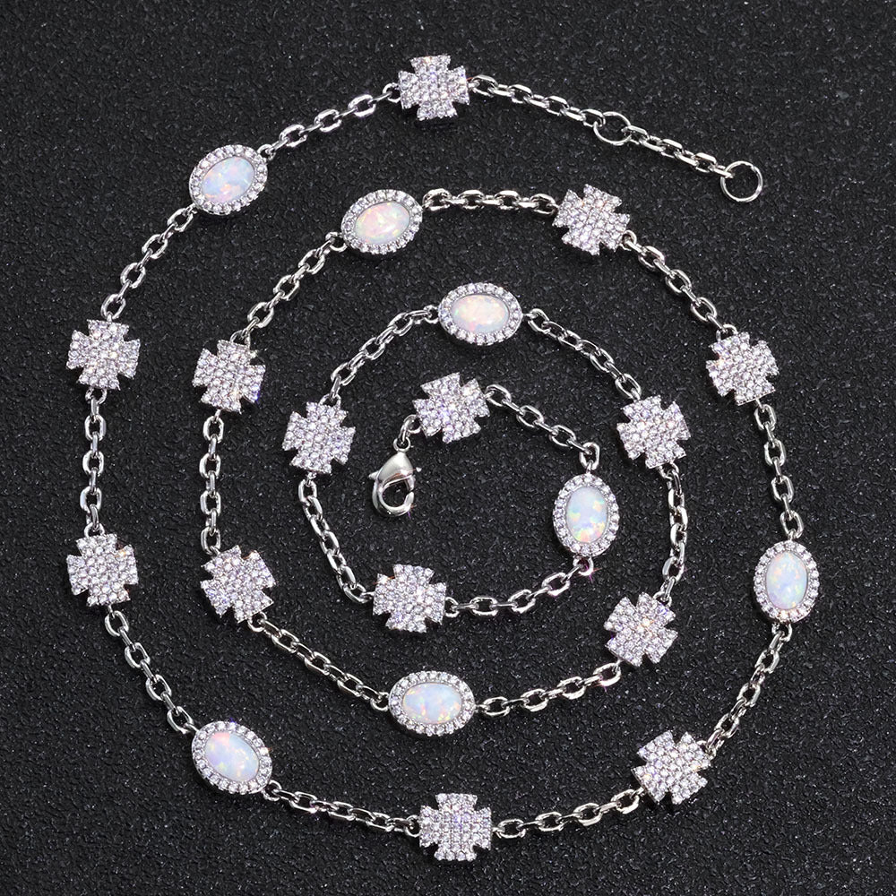 Imperial Opal Clover Link Necklace