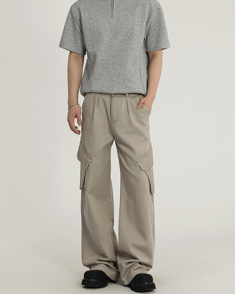 Structured Large-Pocket Cargo Jeans