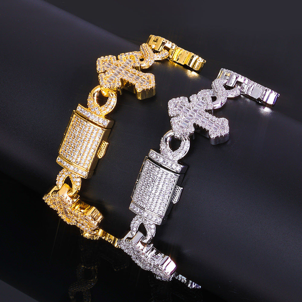 Elite Iced Cross Link Bracelet