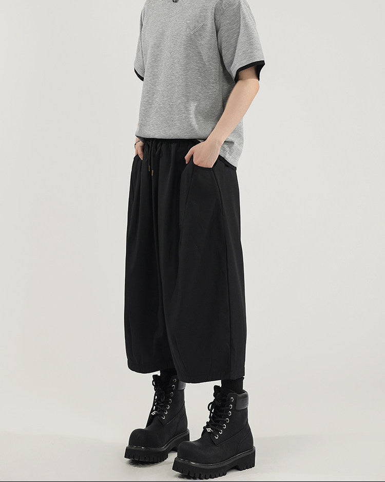Solid Technical Wide Leg Trousers