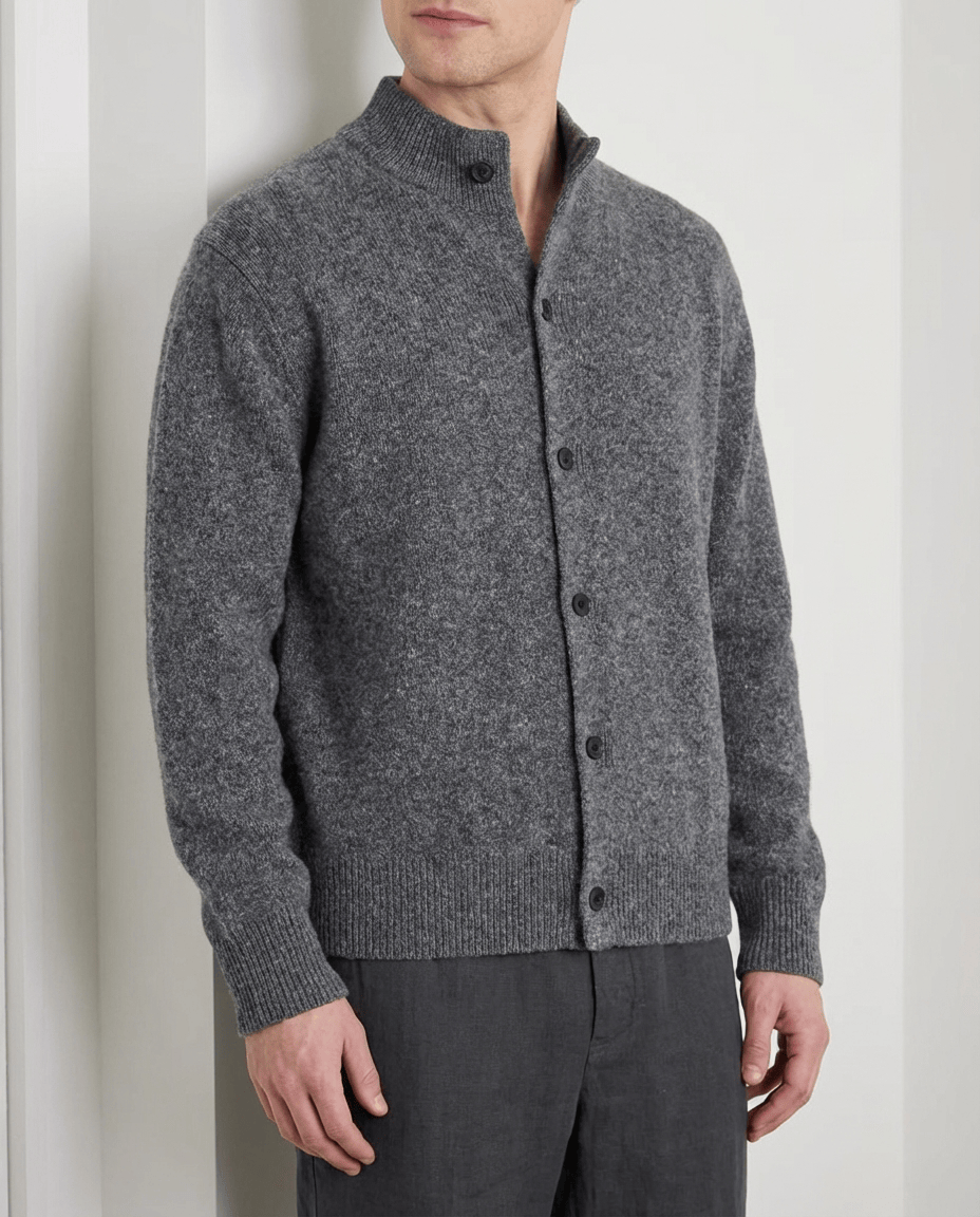 Wool Blend Classic Knit Button Cardigan