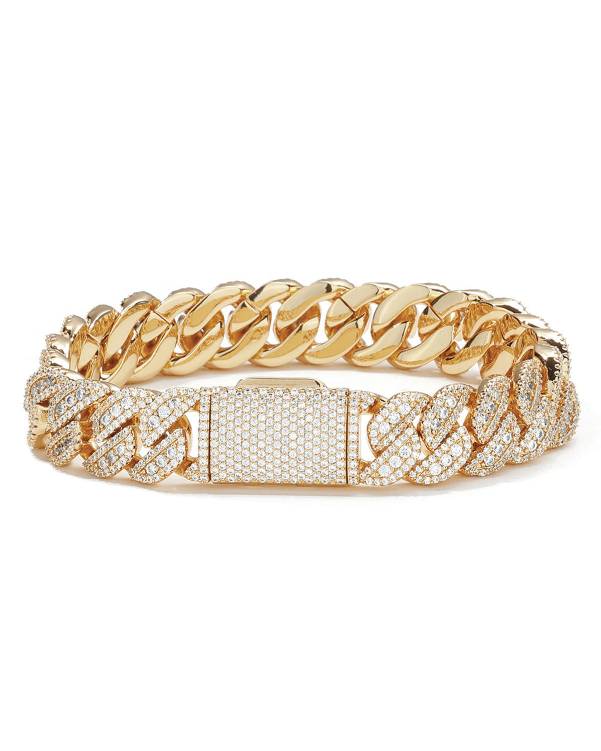 Fully Iced Cuban Link Bracelet – Gold Edition