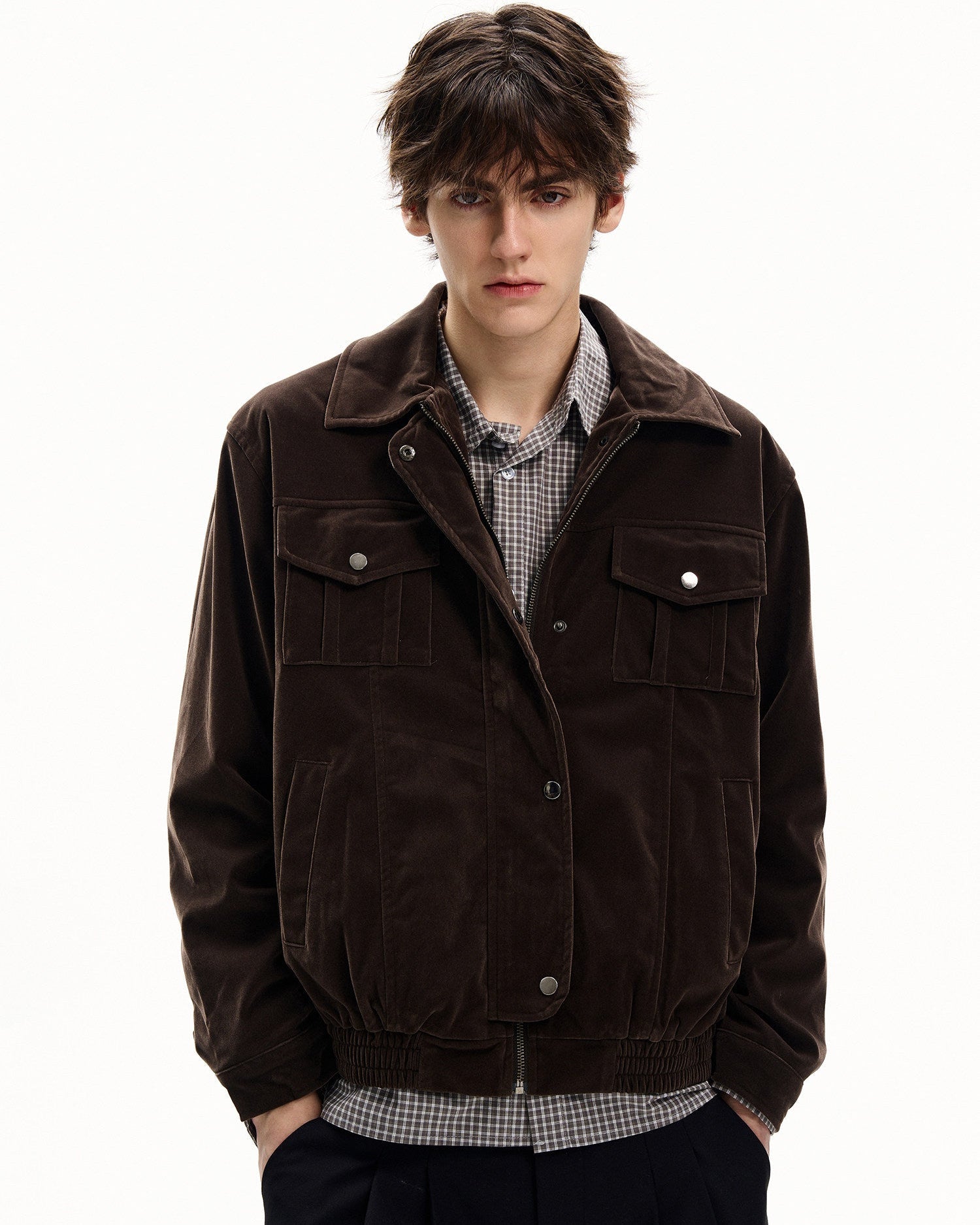 Suede-Feel Cotton Trucker Jacket