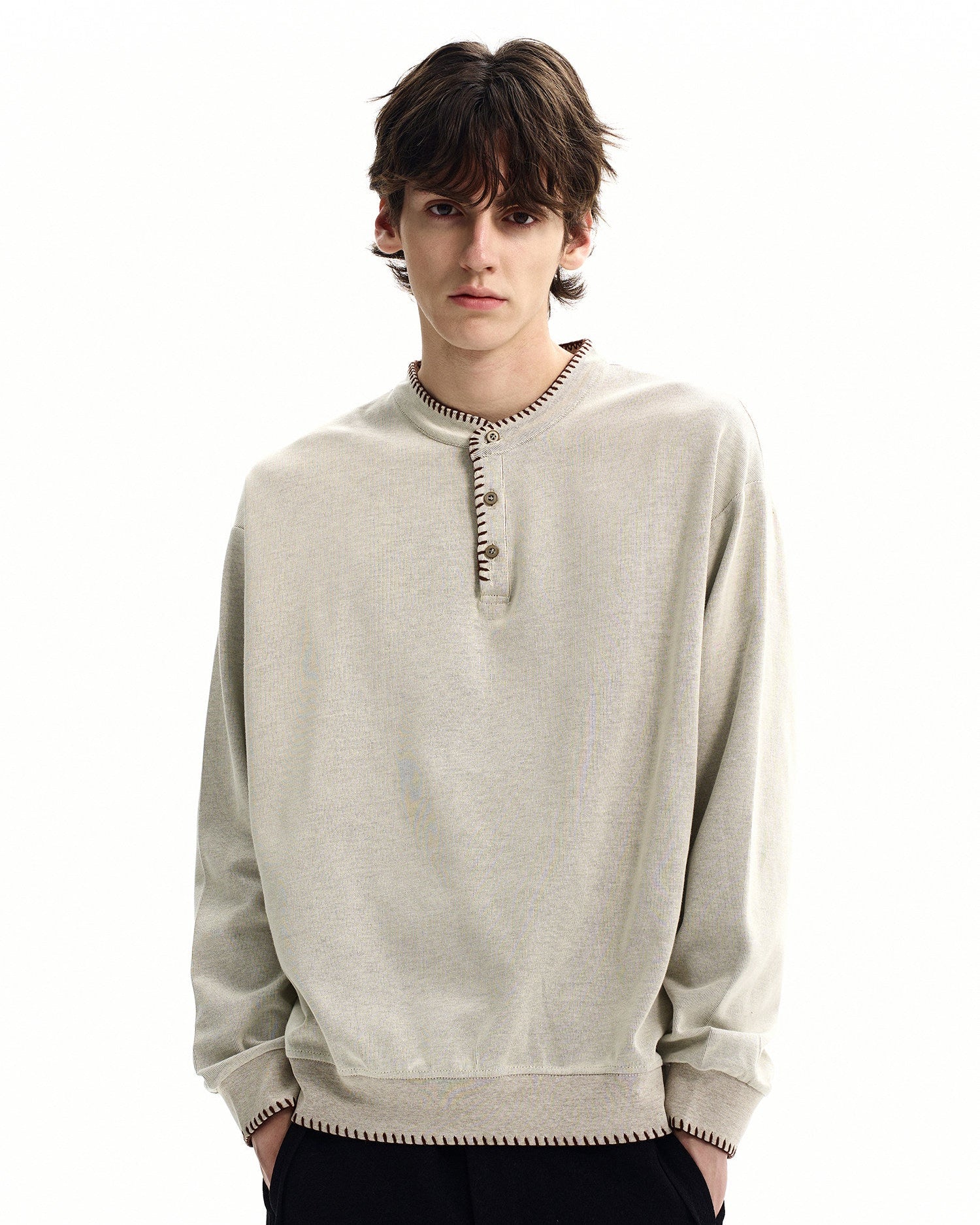 Casual Quilted Crewneck Sweater