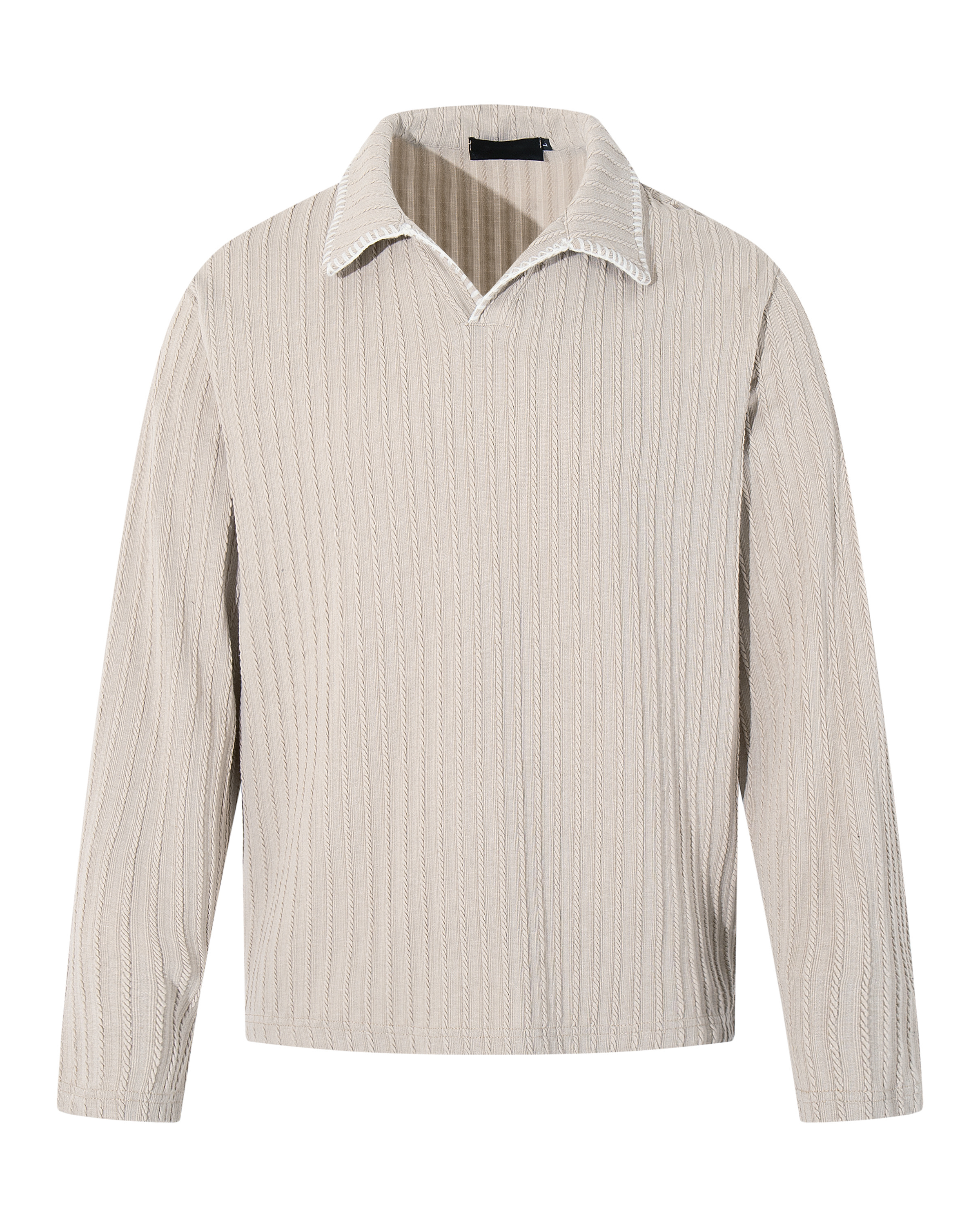Textured Rib Knit Polo Top