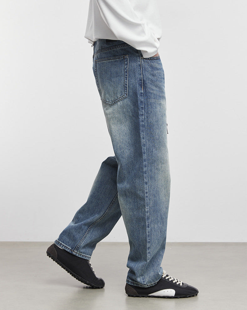 Street Silhouette Wide-Leg Washed Jeans