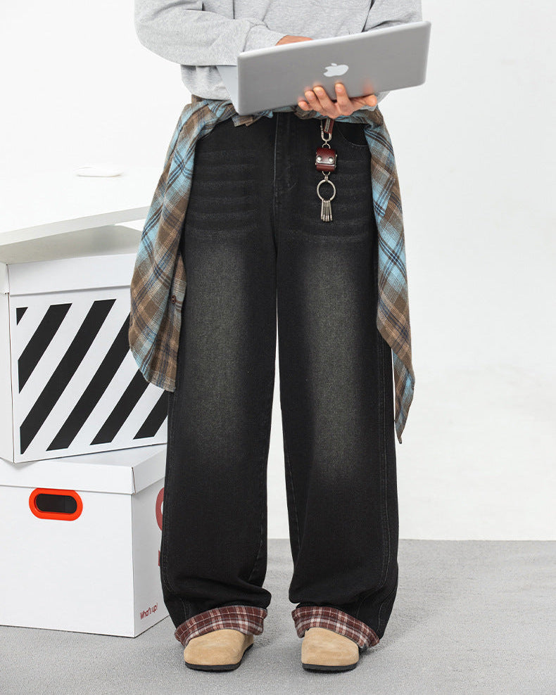 The Plaidline Washed Denim Jeans