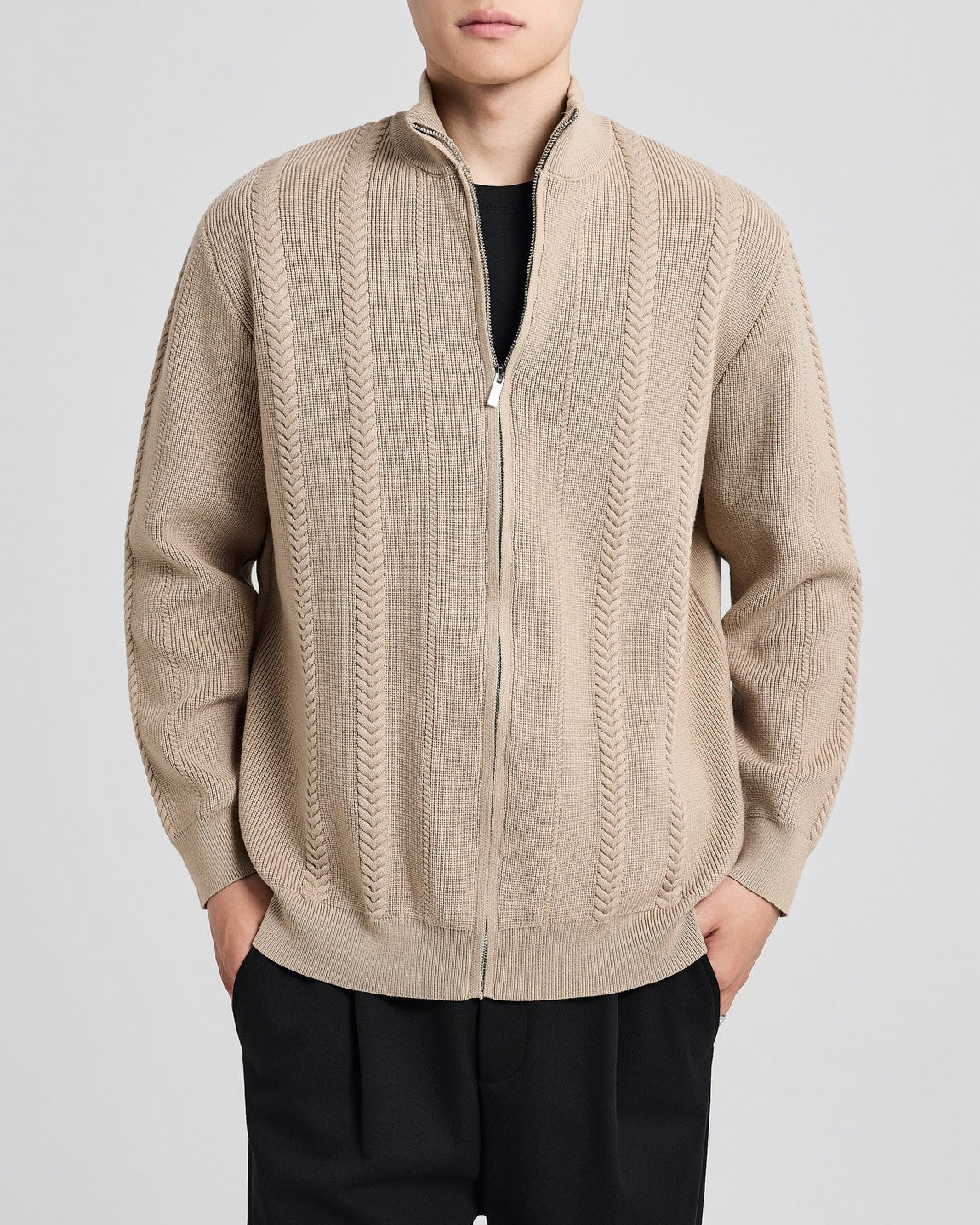 The Hartsfield Drop-Shoulder Full-zip Knit Cardigan