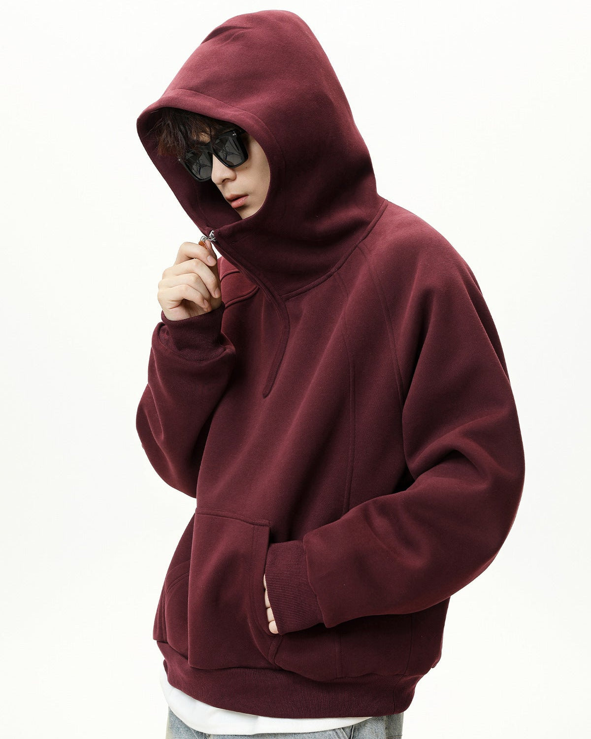 The Sculpted Split Semi-Zip Hoodie