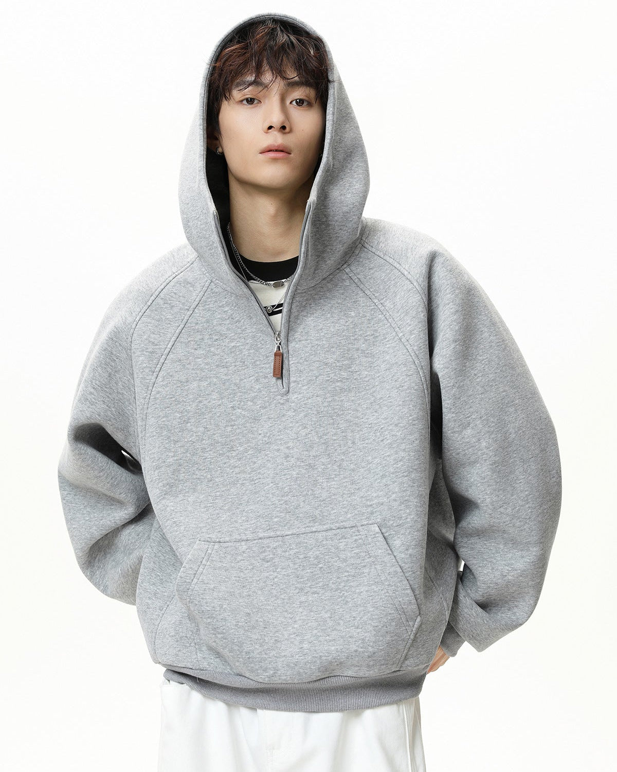 The Sculpted Split Semi-Zip Hoodie