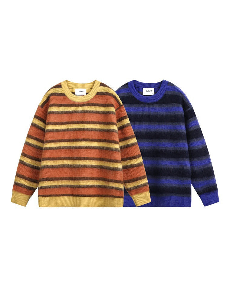 The Retro Colored Striped Campus Style Sweater
