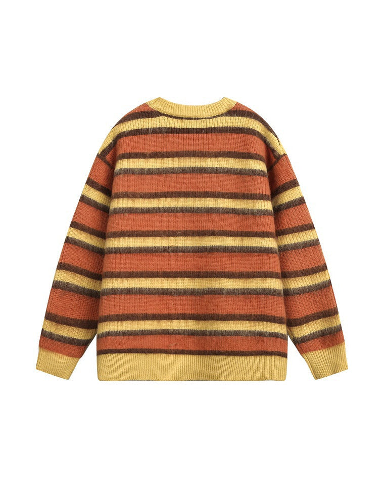 The Retro Colored Striped Campus Style Sweater