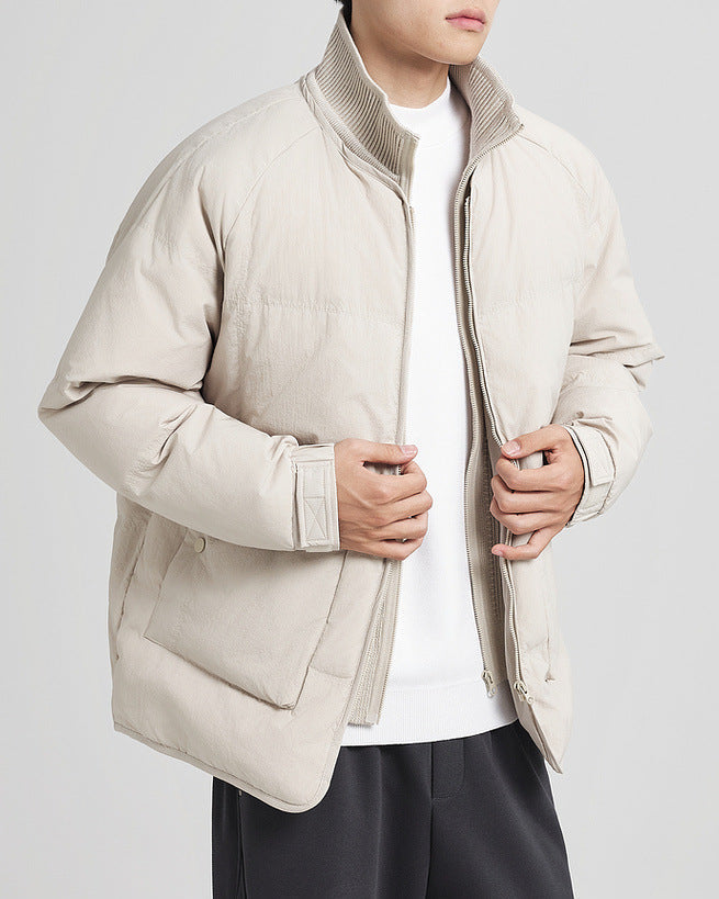 The Double Placket Patchwork Down Jacket