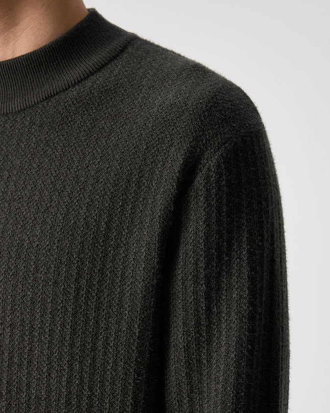 The Momeike Ribbed Elegance Half-High Collar Sweater