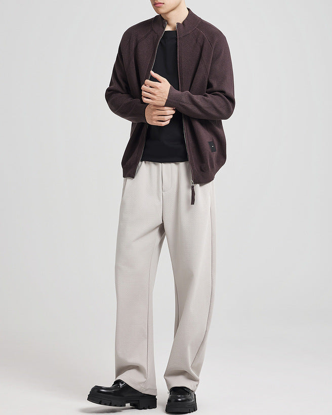 Spliced Pit Texture Knit Cardigan