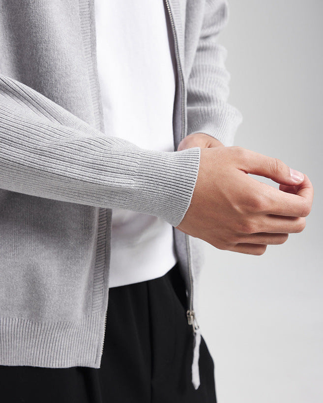 Spliced Pit Texture Knit Cardigan