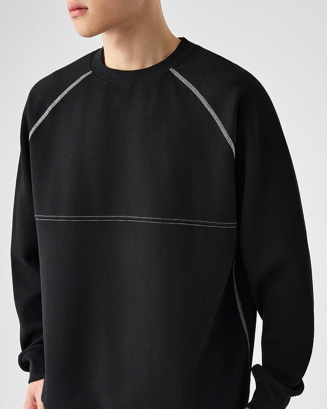 The Mo Maike 2025 Structured Split Contrast Crewneck Sweater