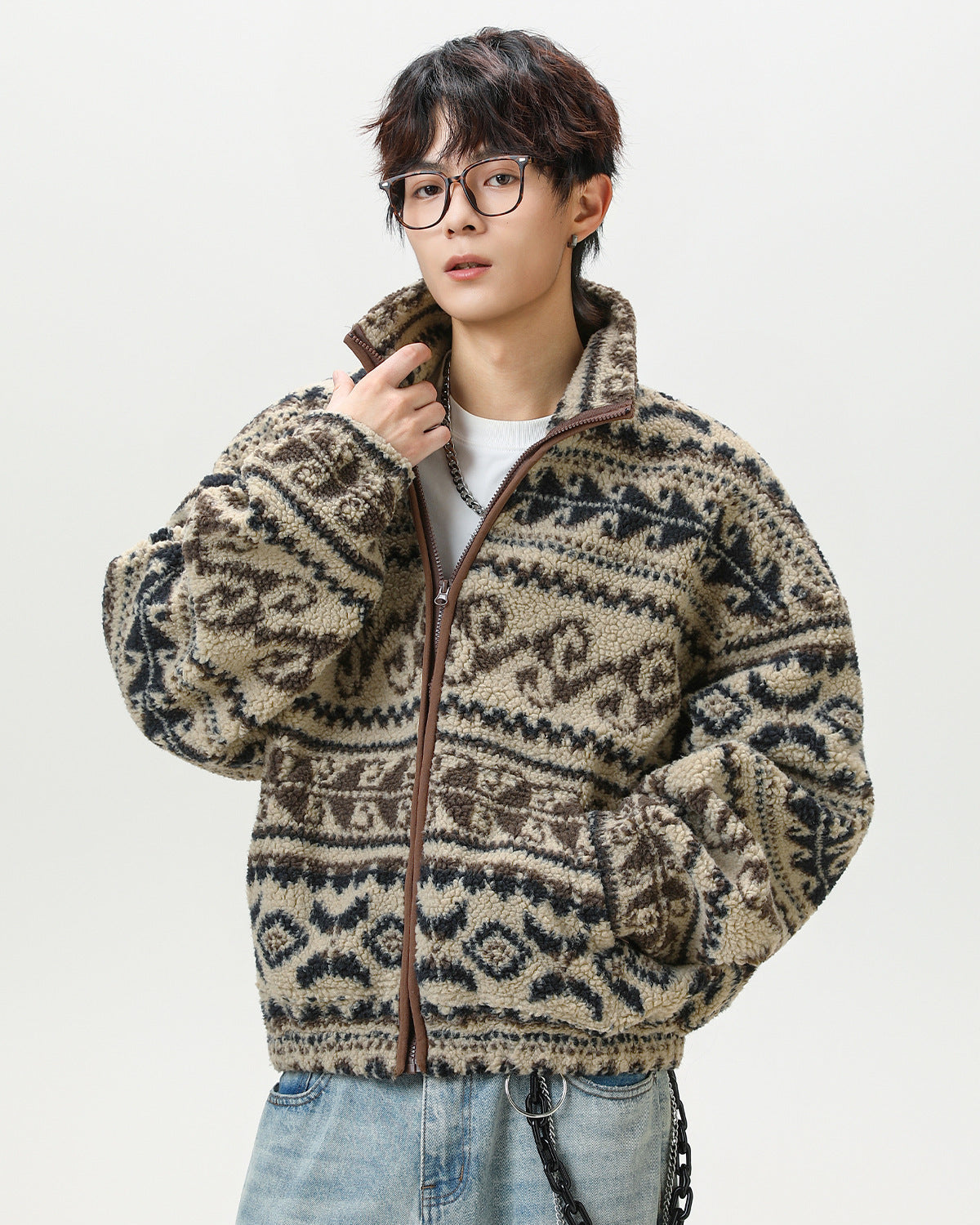 Ethnic Jacquard Heavy Polar Fleece Jacket
