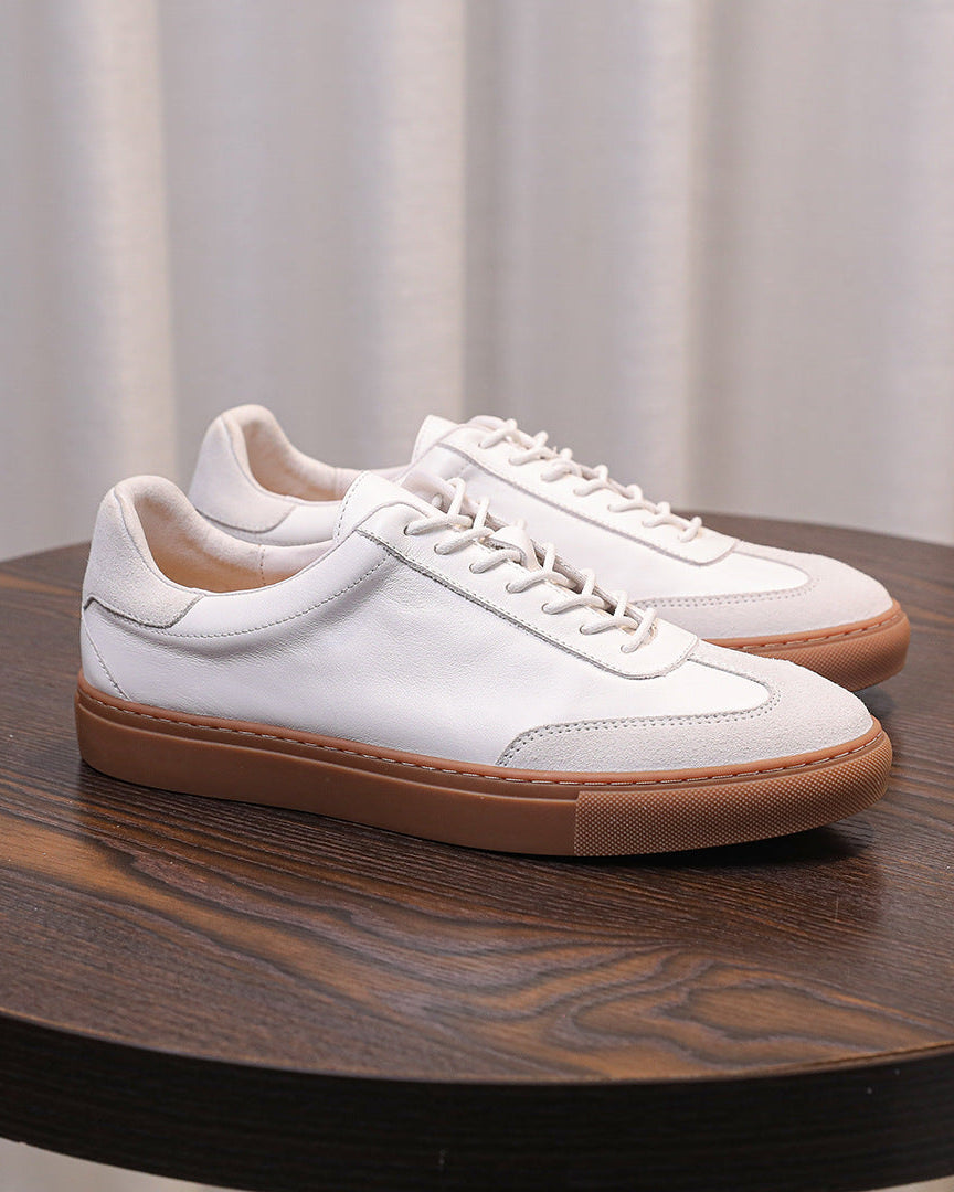 Leather & Suede Low Sneakers with Gum Sole