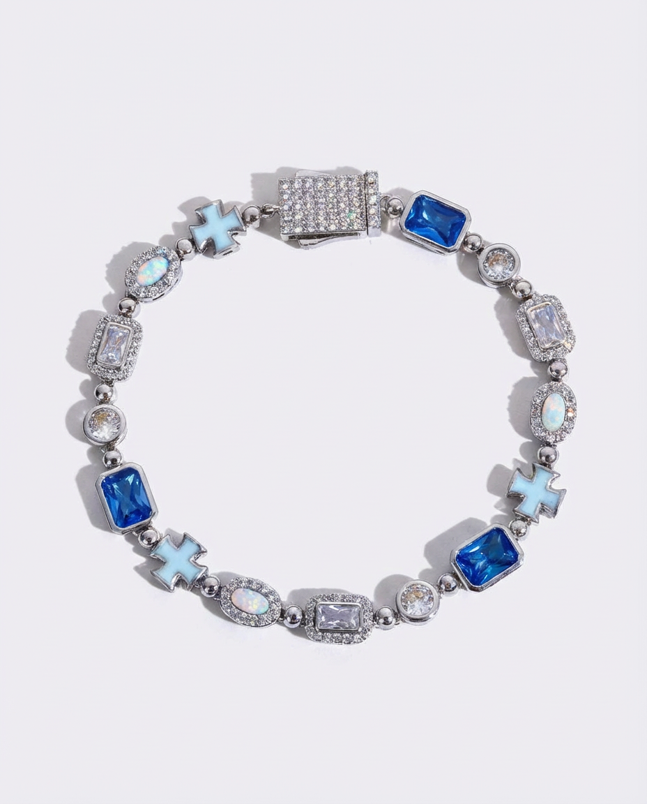 Blue Cross Gem Bracelet