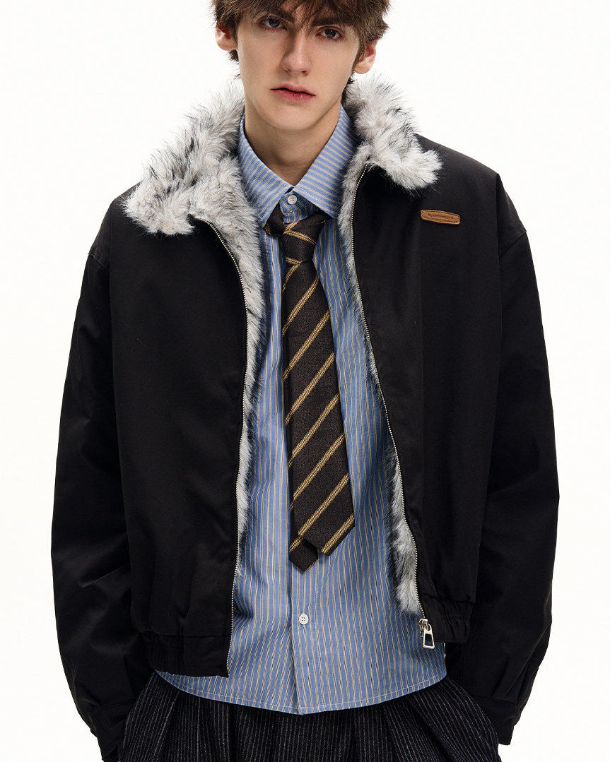 Faux Fur Lined Casual Jacket