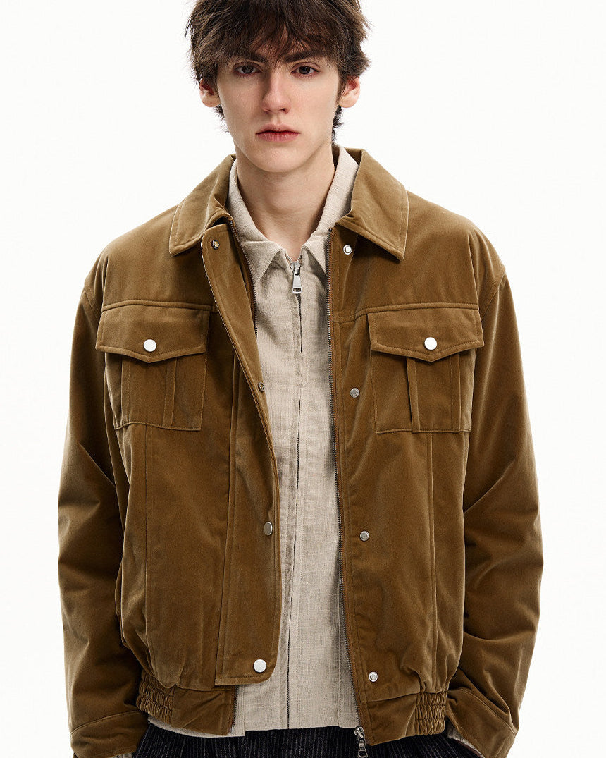 Suede-Feel Cotton Trucker Jacket