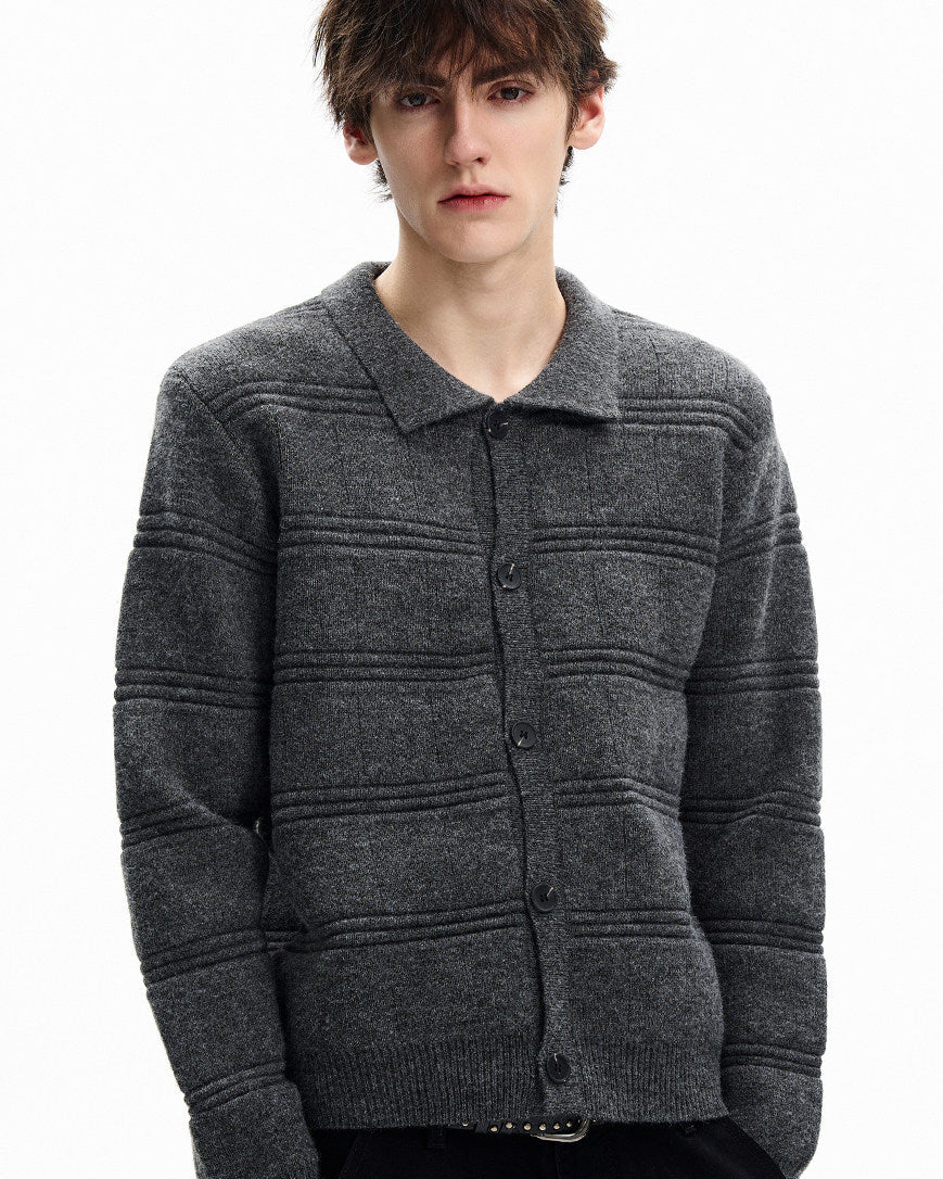 Quilted Wool Blend Cardigan Jacket