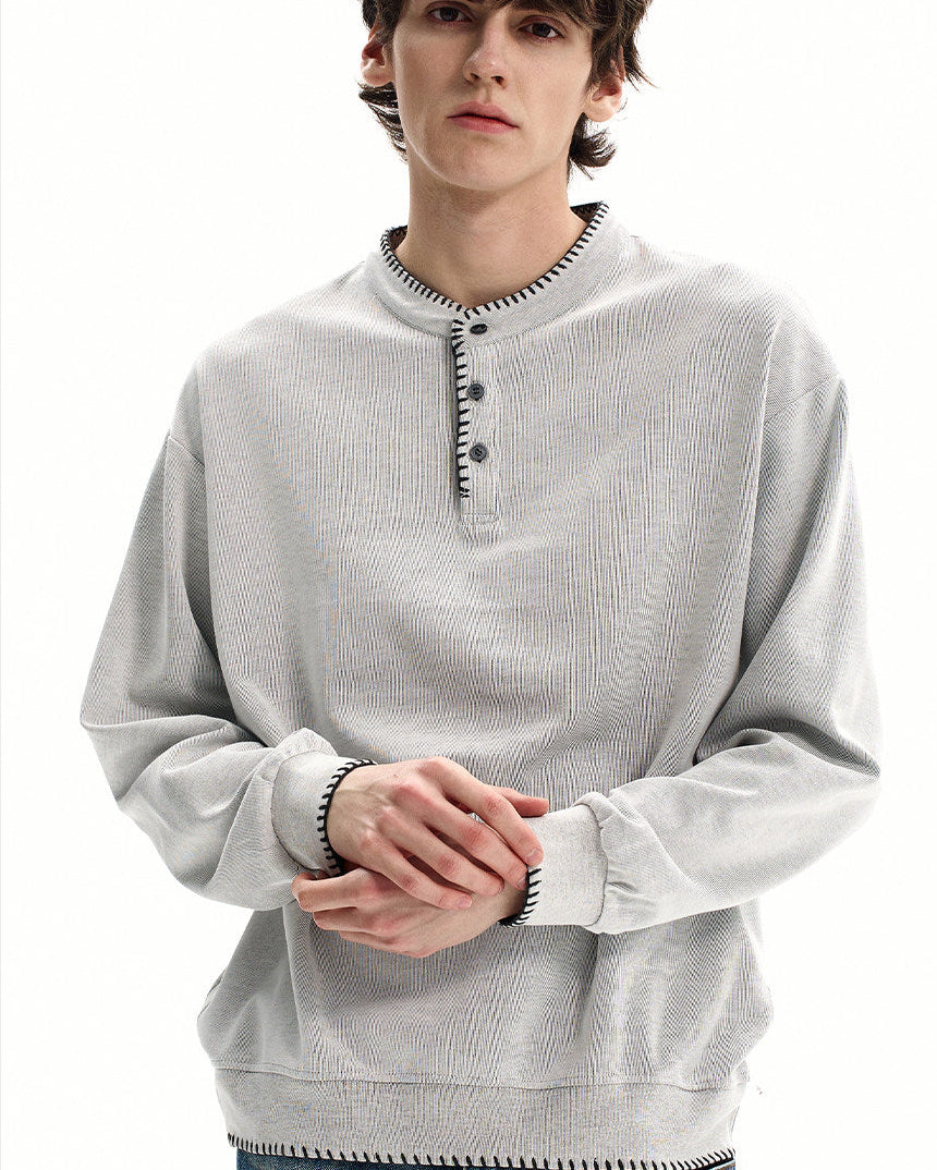 Casual Quilted Crewneck Sweater