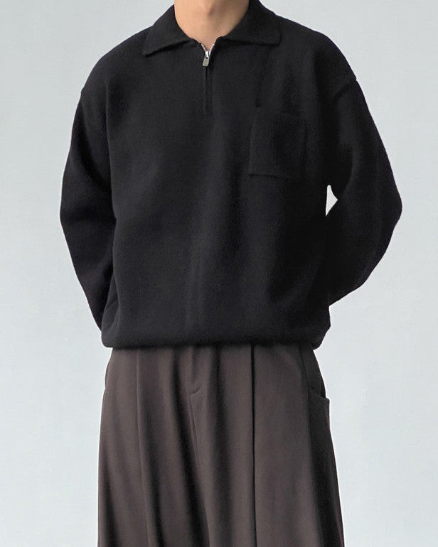 Minimal Knit Zip Sweater