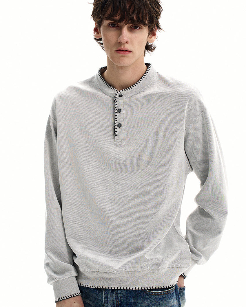 Casual Quilted Crewneck Sweater