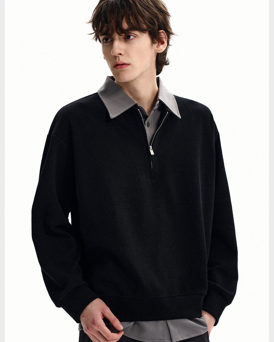 Minimal Half Zip Cotton Sweater