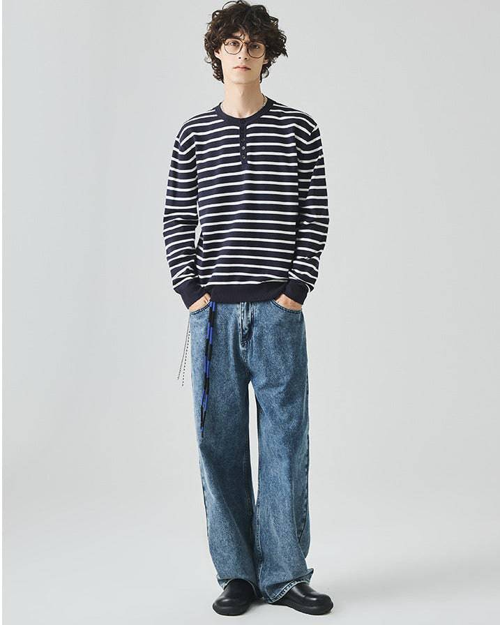 The Elliston Contrast Henley Knit Polo Sweater