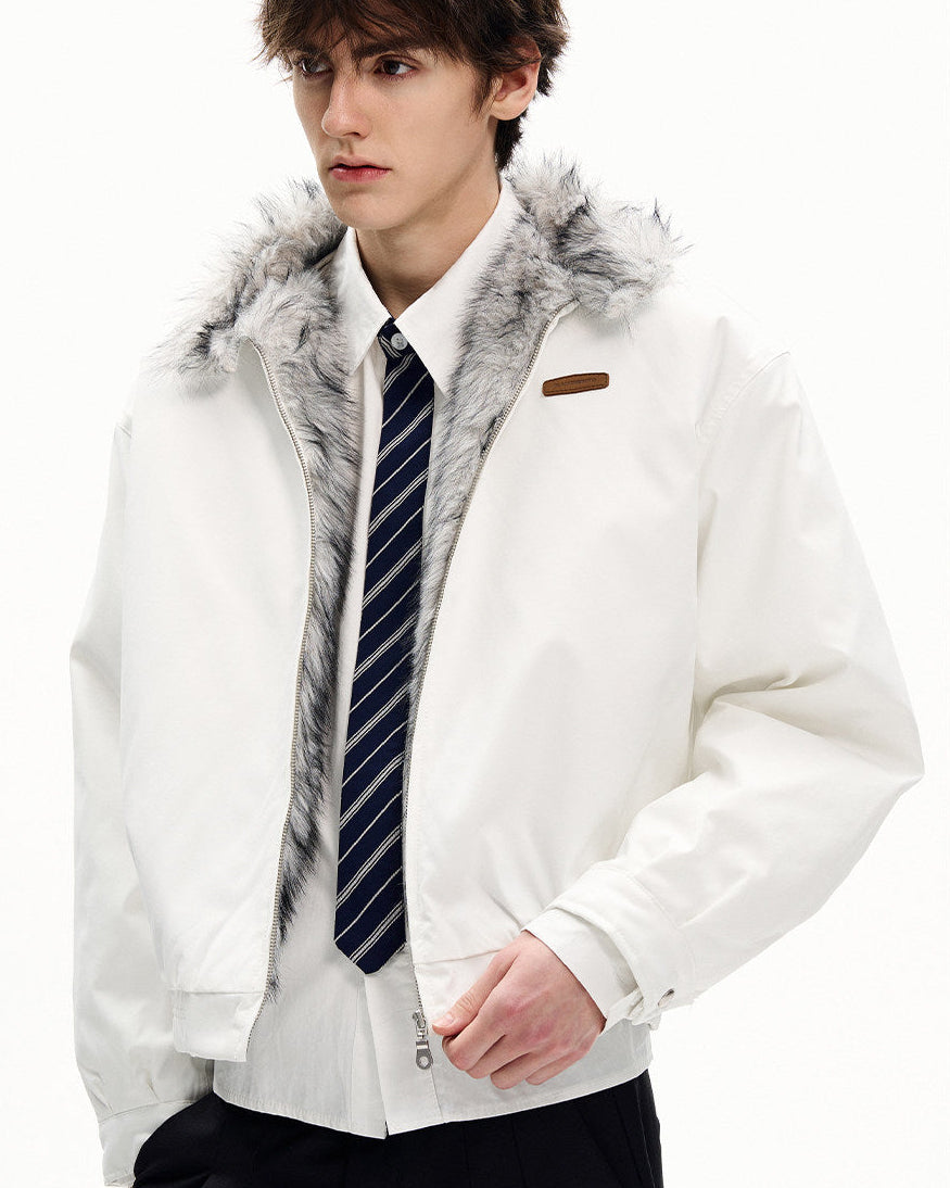 Faux Fur Lined Collar Jacket