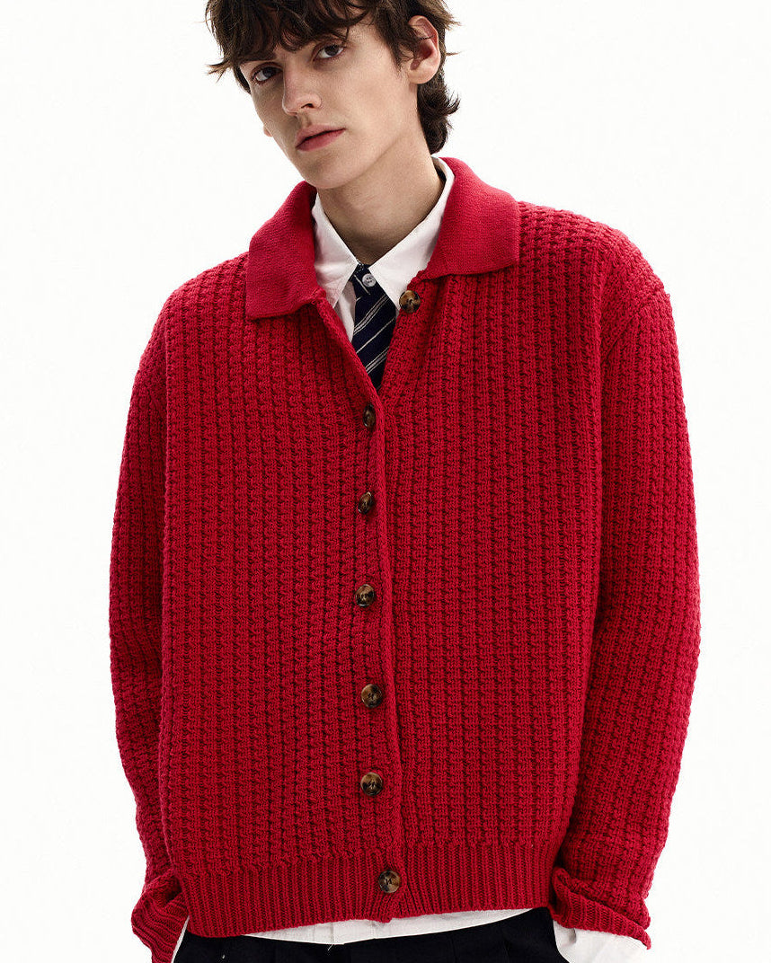 Textured Knit Button Cardigan