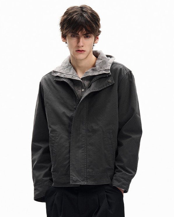 Solid Hooded Utility Jacket