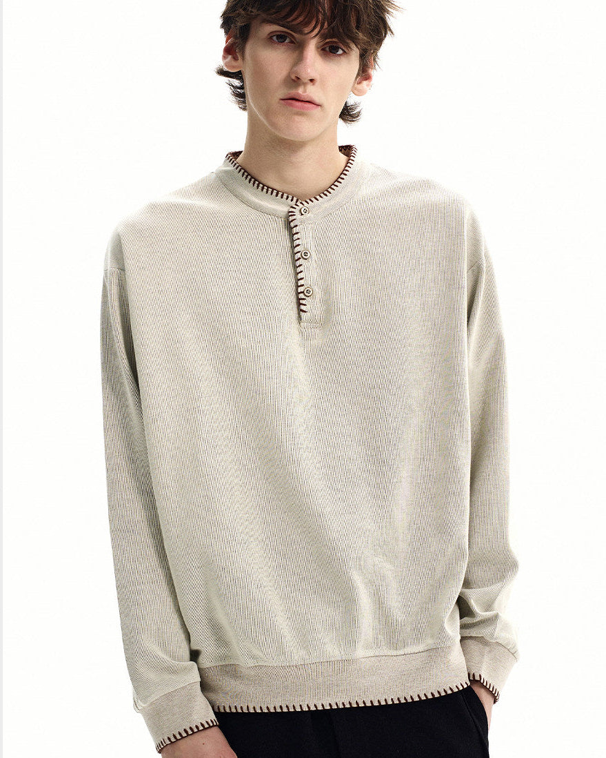 Casual Quilted Crewneck Sweater