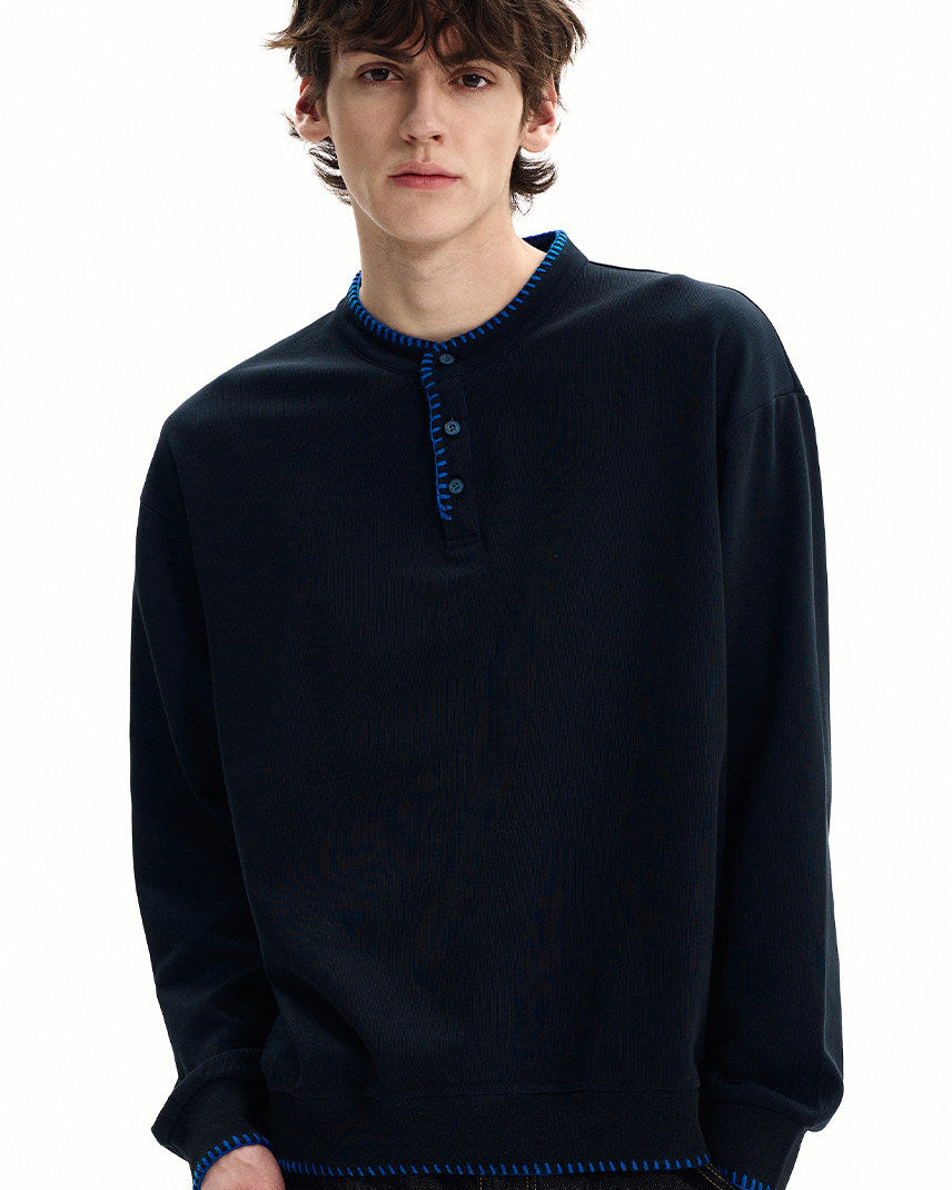 Clean Knit Henley Sweatshirt