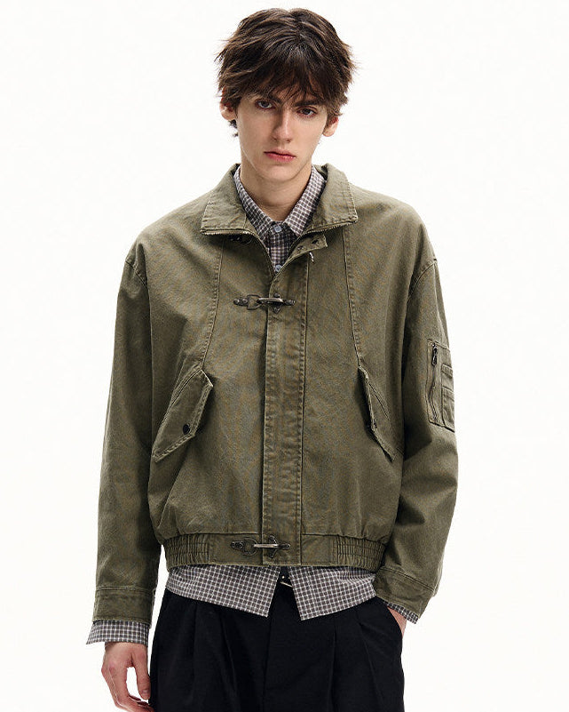 Washed Cotton Twill Buckle Jacket